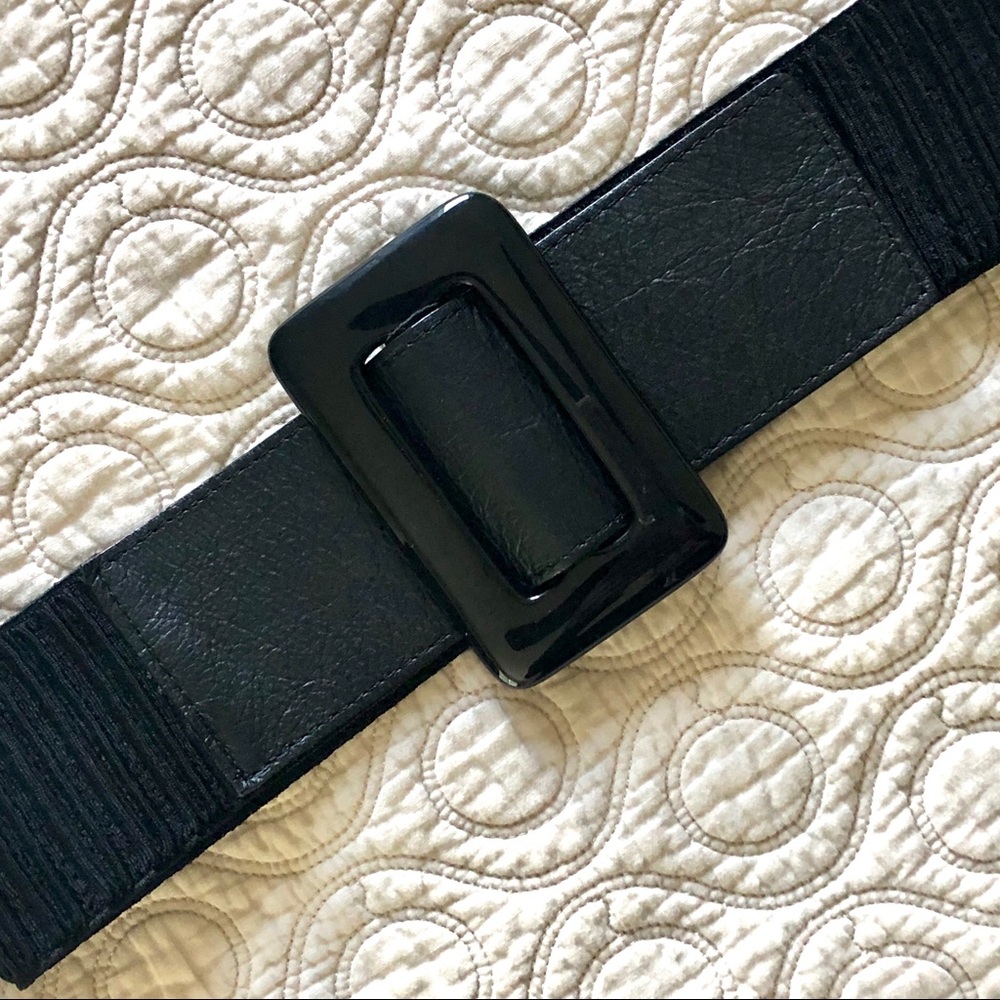 BEBE Big Buckle Wide Stretch Belt